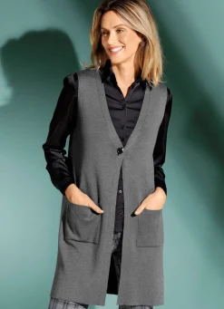 Strickweste mit dekorativem Verschluss Damen Strickwesten|Basics