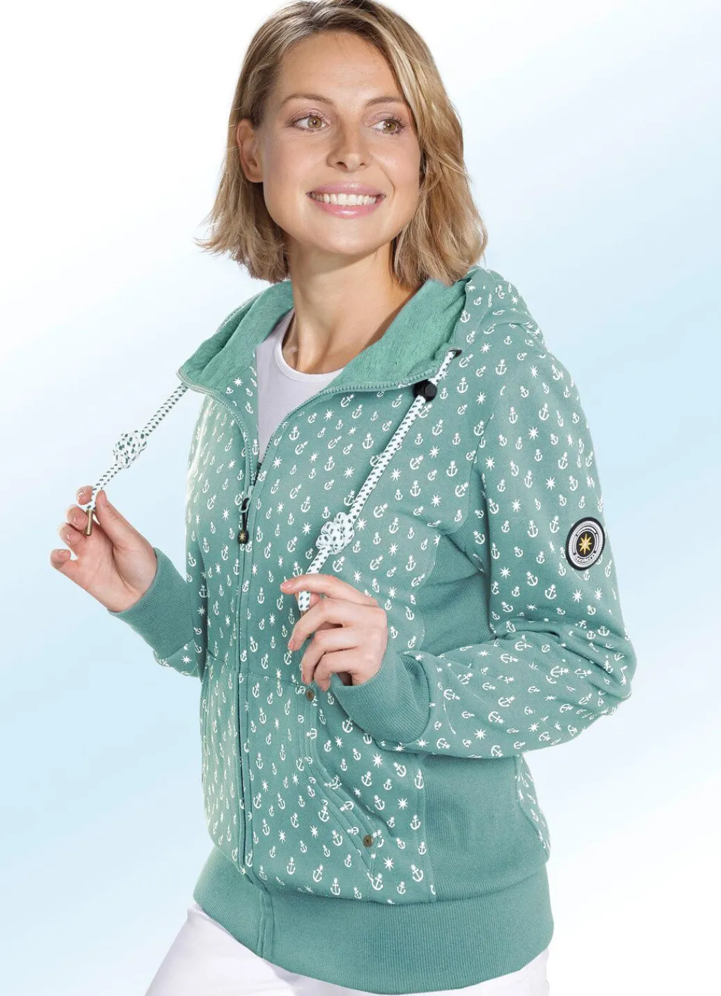 Damen Mona Übergangsjacken<Sweatjacke mit Ankermotiven
