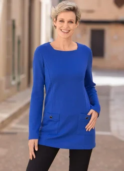 Sweatshirt mit Karreéausschnitt Damen Langarm