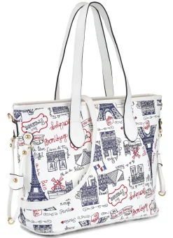 Tasche mit verspieltem Reise-Druckmotiv Handtaschen
