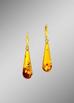 Clearance Tropfen-Ohrringe mit Bernstein Damen Ohrschmuck