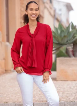 Damen Mona Tuniken|Basics<Tunika mit Bindeschluppe