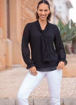 Damen Mona Tuniken|Basics<Tunika mit Bindeschluppe
