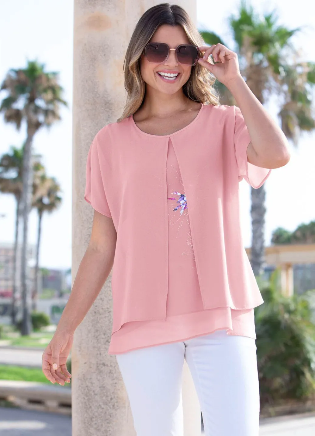 Damen Mona Tuniken|Basics<Tunika mit dekorativem Motiv-Druck