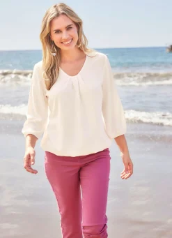 Damen Mona Tuniken|Basics<Tunika mit dekorativer Fältelung
