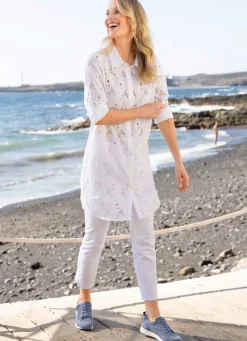 Damen Mona Tuniken|Basics<Tunika mit Lochstickerei
