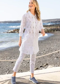 Damen Mona Tuniken|Basics<Tunika mit Lochstickerei
