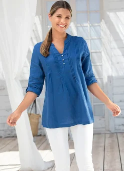 Damen Mona Tuniken|Basics<Tunika mit Schmuckknöpfen