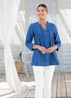 Damen Mona Tuniken|Basics<Tunika mit Schmuckknöpfen
