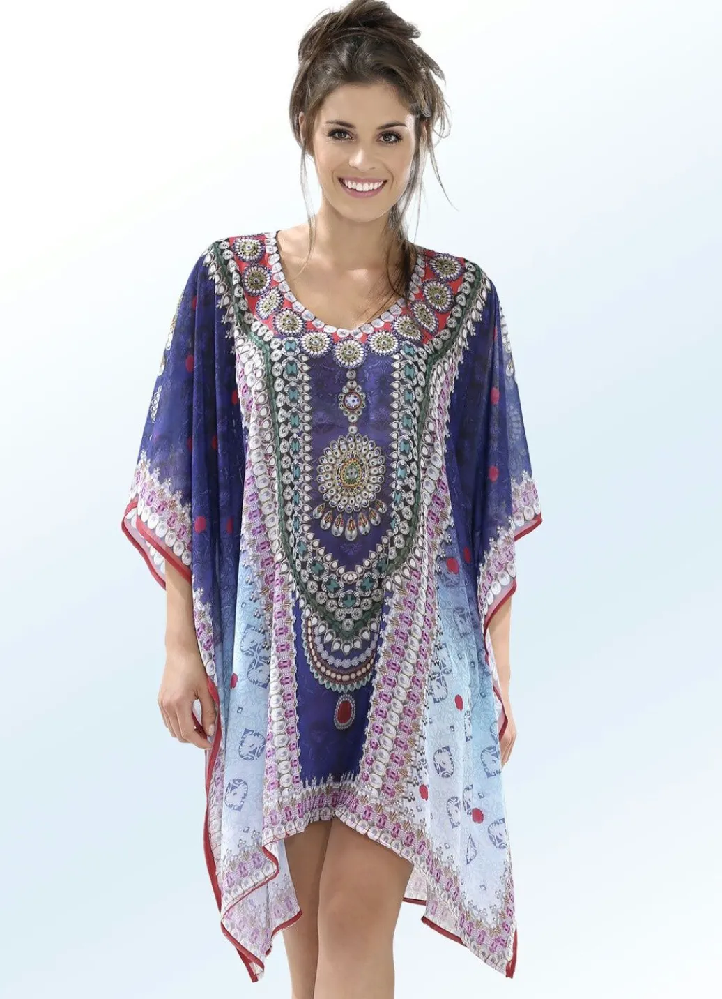 Damen Mona Strandkleider|Sommerkleider<Tunika mit Schmucksteinchen