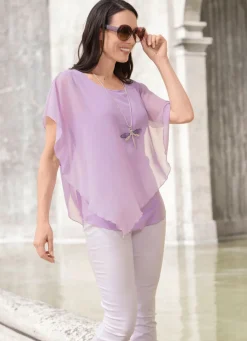 Damen Mona Tuniken<Unifarbene Poncho-Tunika