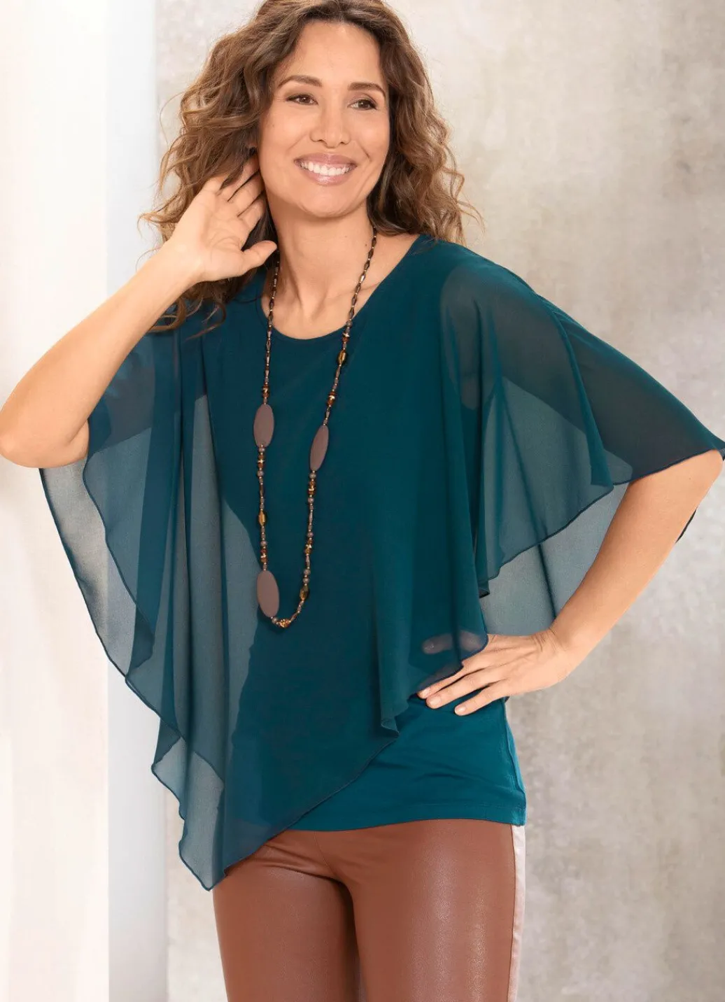 Damen Mona Tuniken<Unifarbene Poncho-Tunika