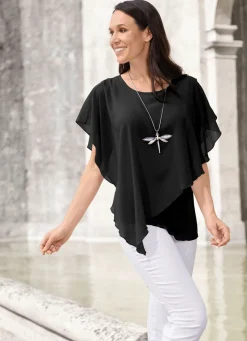 Damen Mona Tuniken<Unifarbene Poncho-Tunika