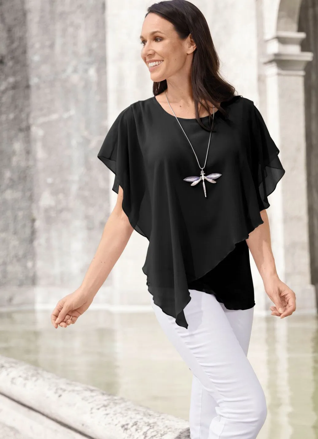 Damen Mona Tuniken<Unifarbene Poncho-Tunika
