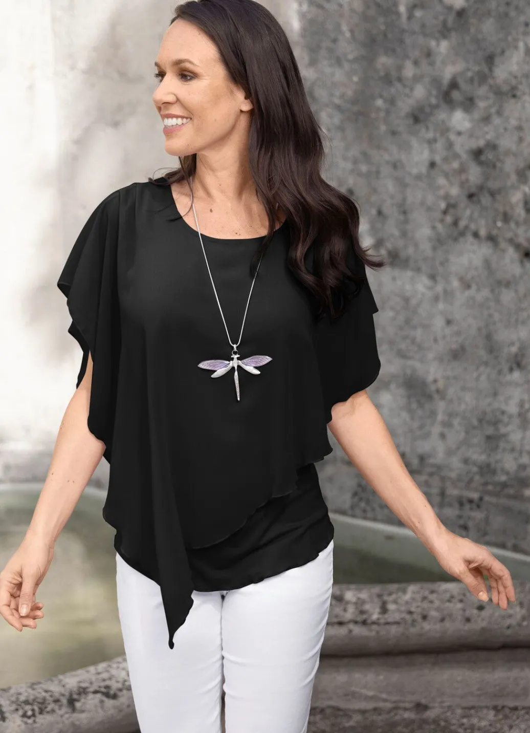 Damen Mona Tuniken<Unifarbene Poncho-Tunika