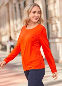 Discount Unifarbenes Shirt Damen Langarm