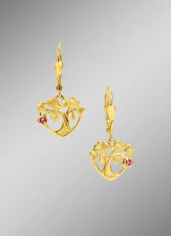 Clearance Vergoldete Ohrringe mit Rubin Damen Ohrschmuck