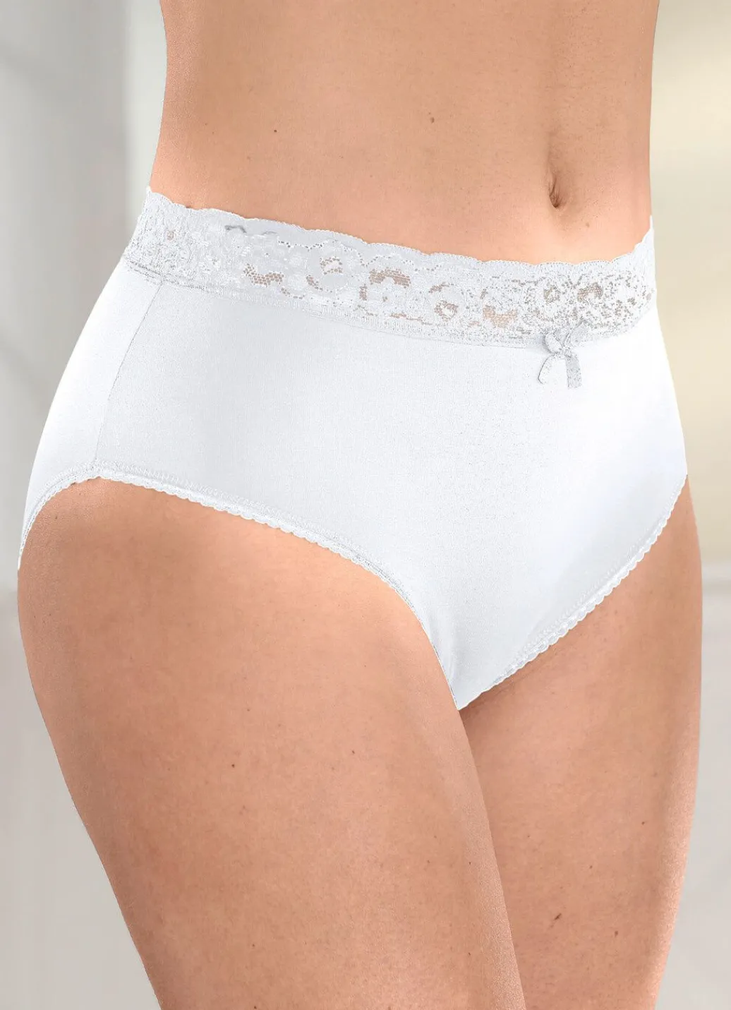 New Viererpack Slips mit elastischem Spitzenbund Damen Slips