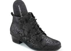 Clearance Waldläufer Schnür-Stiefelette mit floraler Prägung Damen Stiefel & Stiefeletten