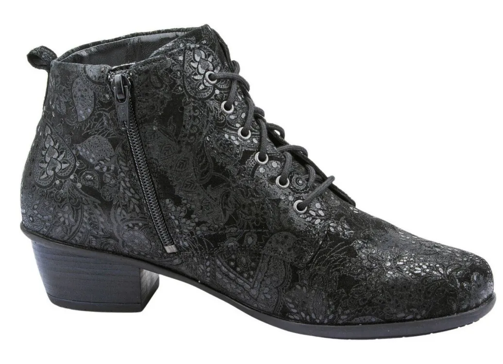 Clearance Waldläufer Schnür-Stiefelette mit floraler Prägung Damen Stiefel & Stiefeletten