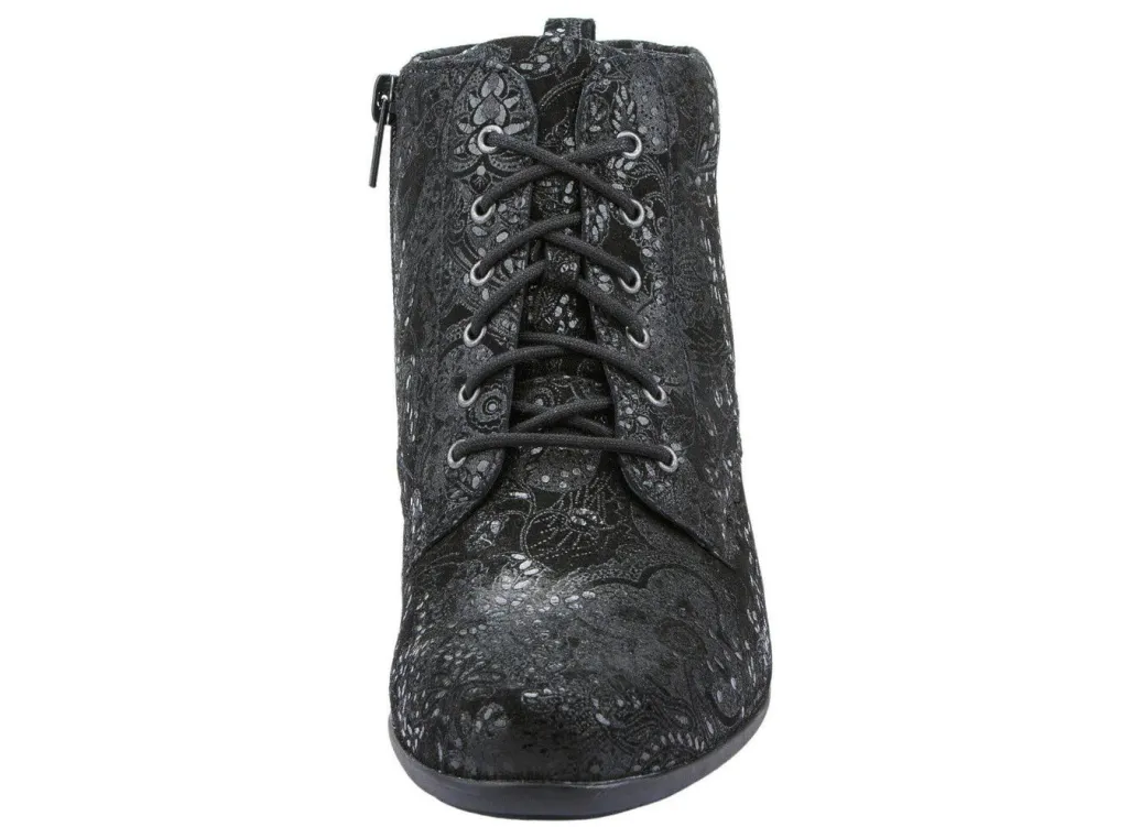 Clearance Waldläufer Schnür-Stiefelette mit floraler Prägung Damen Stiefel & Stiefeletten