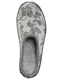 Damen Mona Hausschuhe<Wollfilz-Pantoffel mit floralem Druck