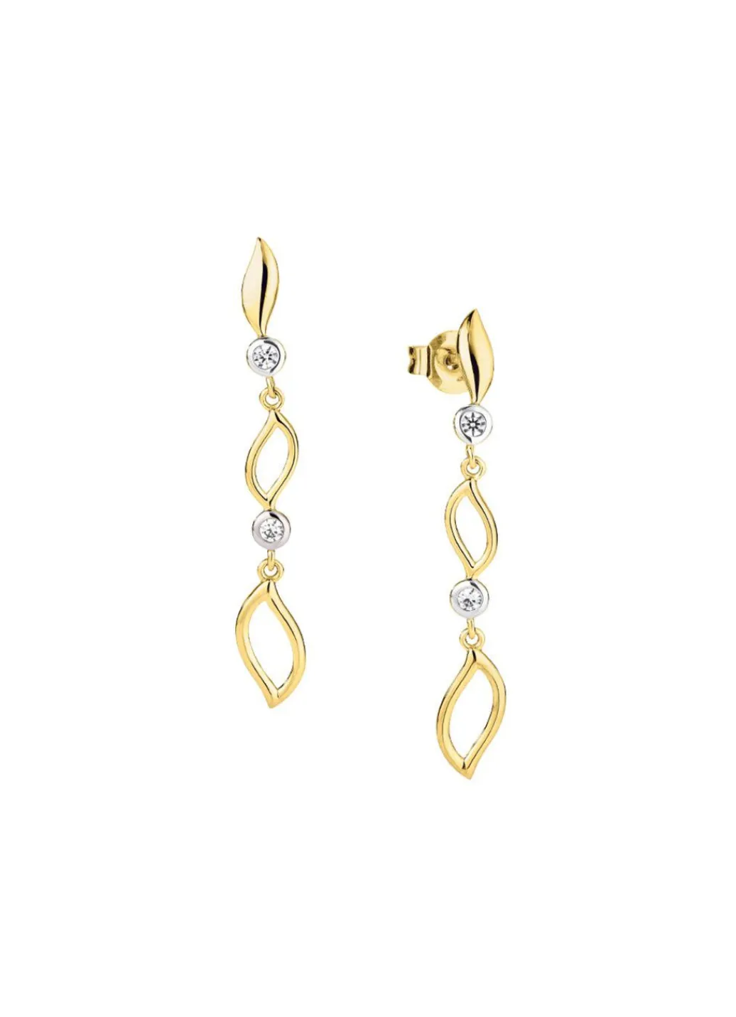 Damen Mona Ohrschmuck<Zarte Eleganz in Bicolor: Ohrstecker mit synth. Zirkonia