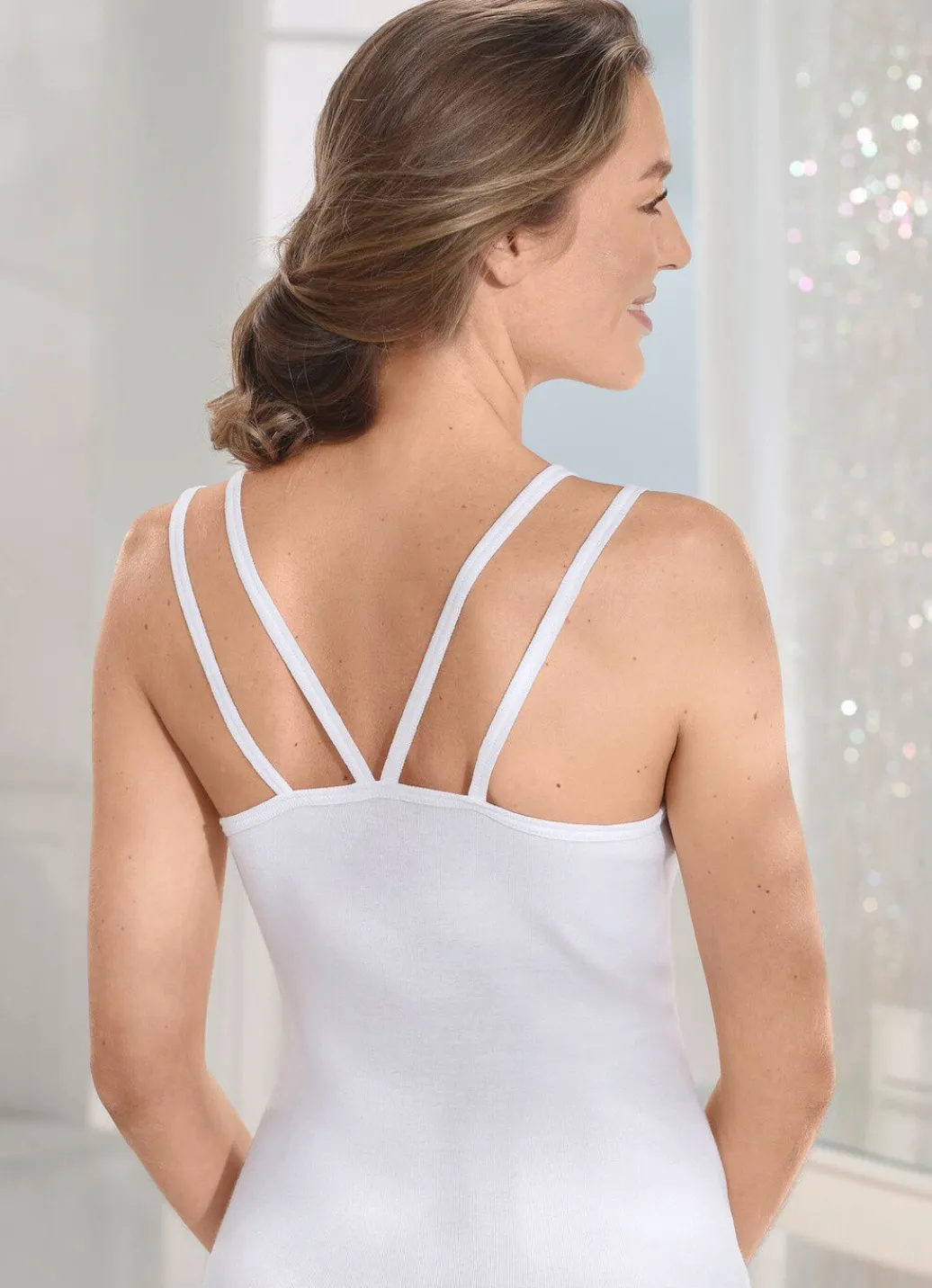 Best Zweierpack Hemden mit doppelten Trägern Damen Unterhemden