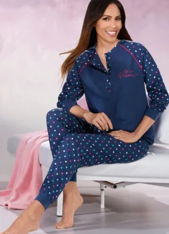 Damen Mona Schlafanzüge<Zweierpack Schlafanzüge mit Pünktchendessin und Bündchen