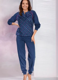 Damen Mona Schlafanzüge<Zweierpack Schlafanzüge mit Pünktchendessin und Bündchen